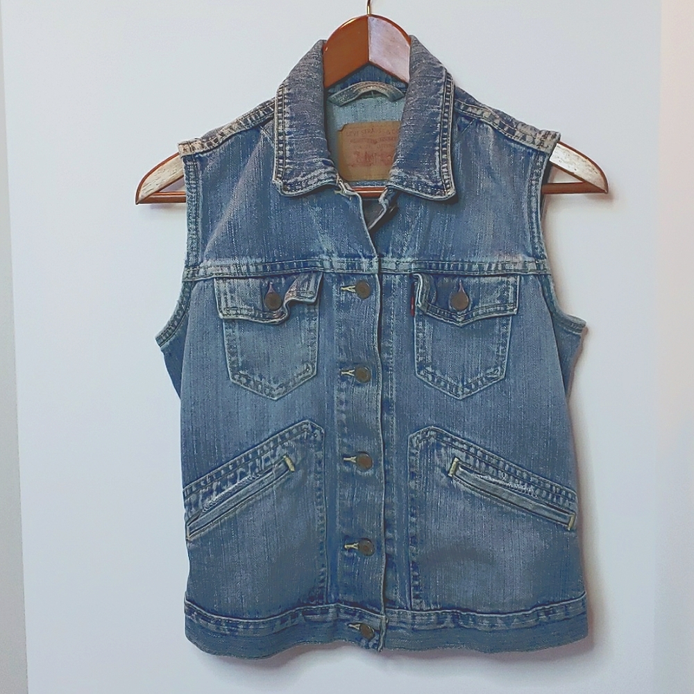 Vintage Levi Jean Jacket‎ Vest Medium Jr